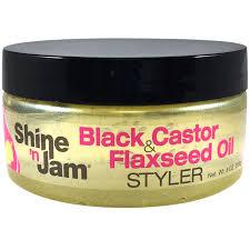 Ampro Shine ’n Jam’s New Black Castor & Flaxseed Oil styler 16oz